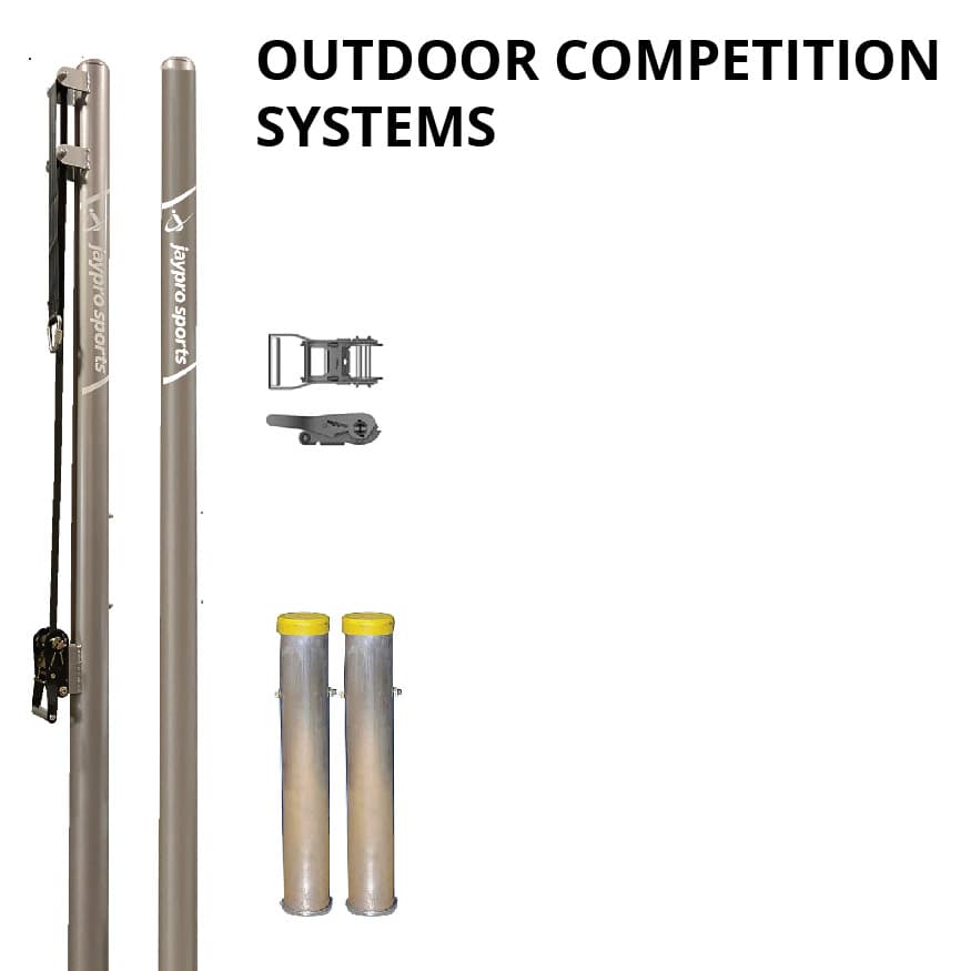Outdoor Competition Volleyball Uprights - (3-1/2 in.) (Round Pole) from Jaypro Sports
