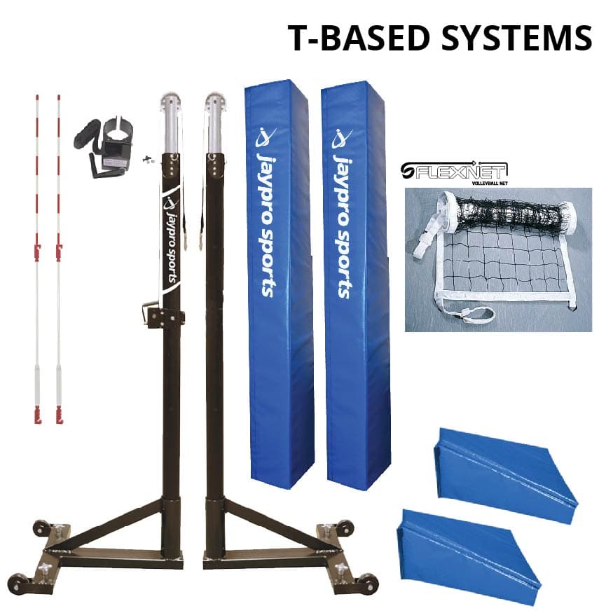 T-Base - Competition Volleyball Net System (FeatherLite (Pin-Stop Height Adjust) Upright) - NFHS, NCAA, USVBA Compliant from Jaypro Sports