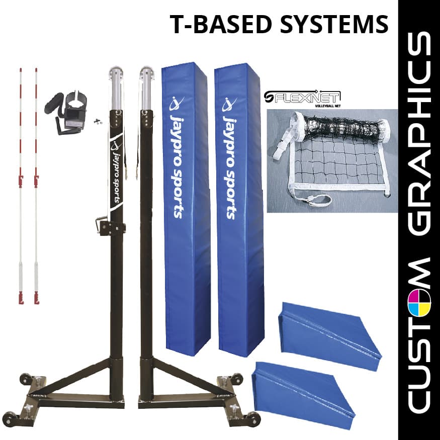 T-Base - Competition Volleyball Net System with Custom Graphics (FeatherLite (Pin-Stop Height Adjust) Upright) - NFHS, N from Jaypro Sports