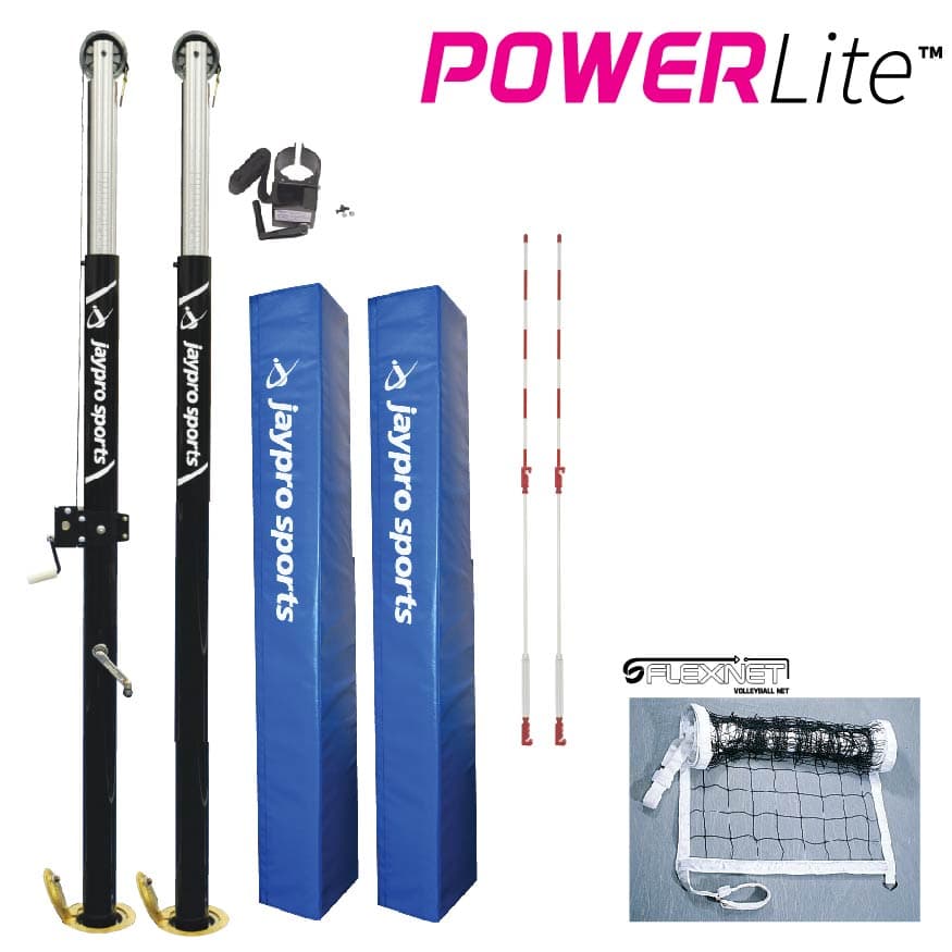 PowerLite Volleyball System (3-1/2 in. Floor Sleeve) - NFHS, NCAA, USVBA Compliant from Jaypro Sports