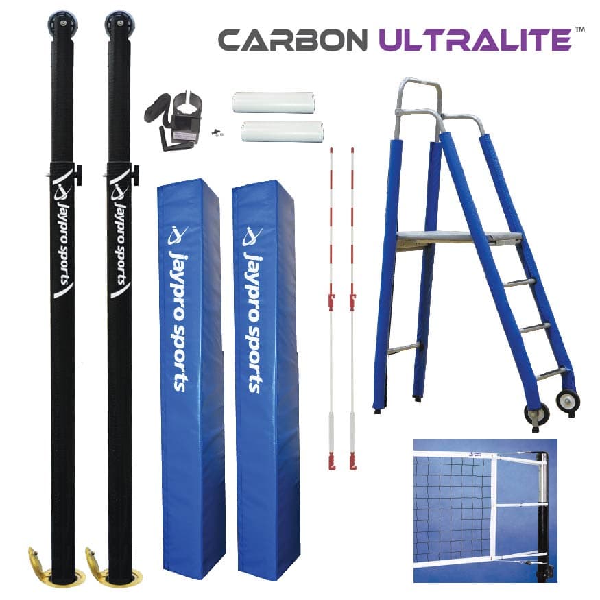 Carbon Ultralite Volleyball Deluxe Package (3 in. Floor Sleeve) - NFHS, NCAA, USVBA Compliant from Jaypro Sports