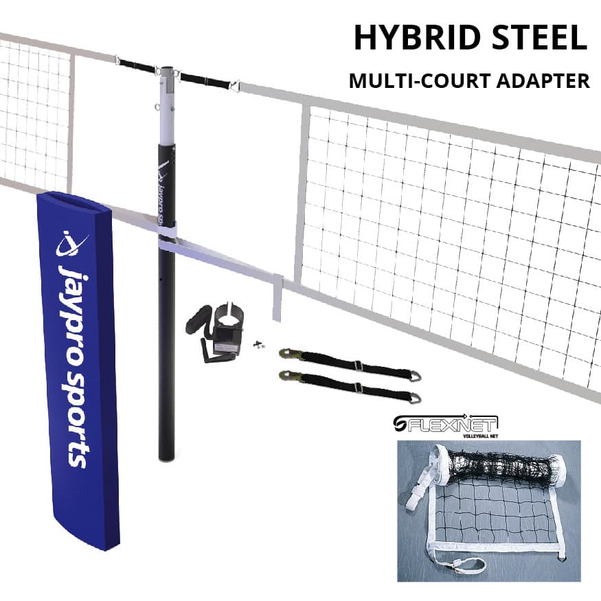 Hybrid Steel Volleyball Net Center Upright System (3-1/2 in. Floor Sleeve) - NFHS, NCAA, USVBA Compliant from Jaypro Sports