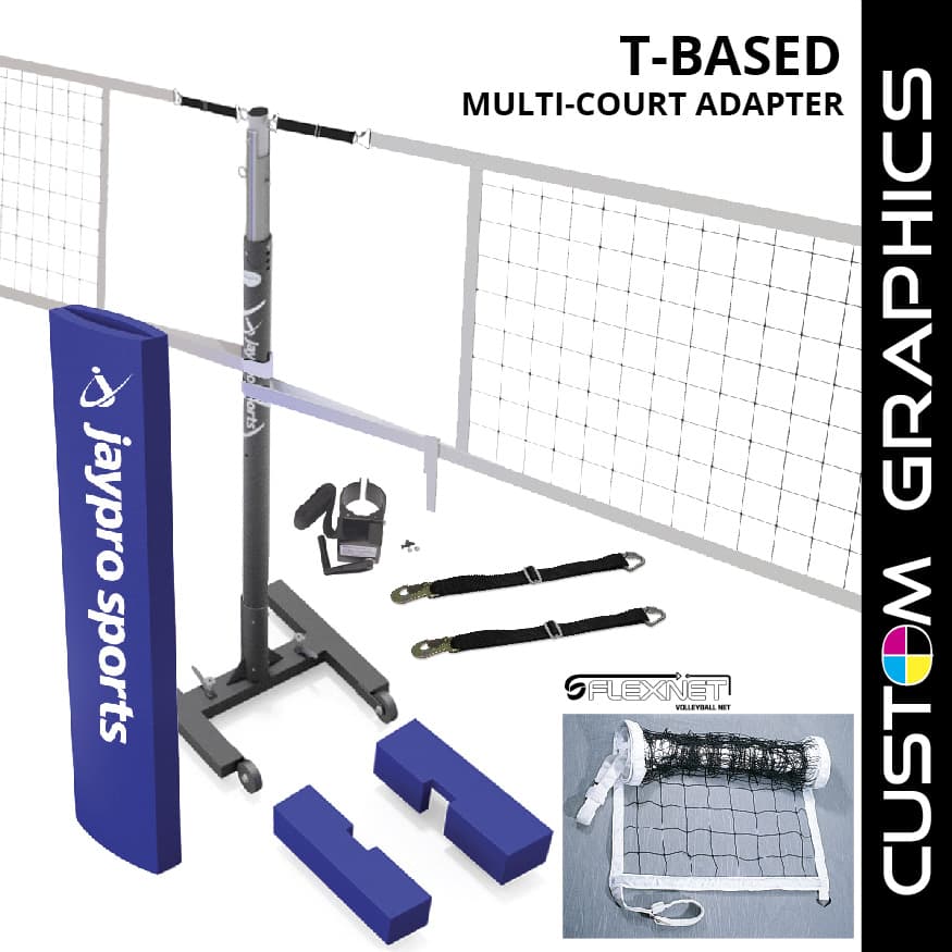 T-Base - Competition Volleyball Net Center Upright System with Custom Graphics (FeatherLite (Pin-Stop Height Adjust) Upr from Jaypro Sports