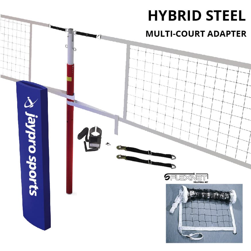 Hybrid Steel Volleyball Net Center Upright System (3 in. Floor Sleeve) - NFHS, NCAA, USVBA Compliant from Jaypro Sports