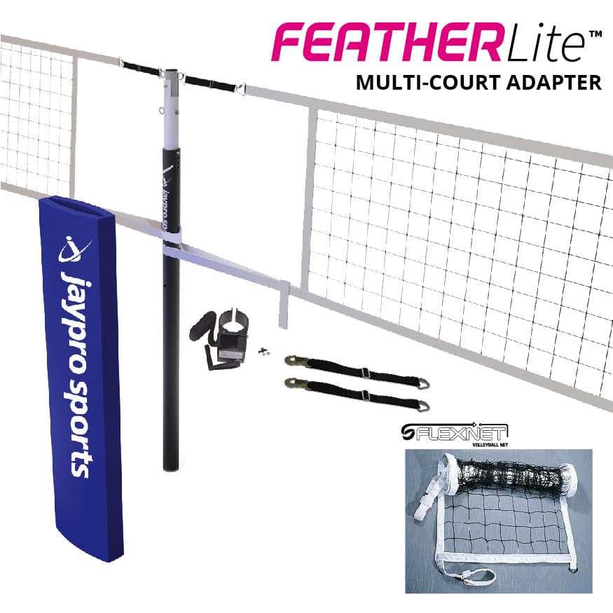 FeatherLite Volleyball Net Center Upright System (3-1/2 in. Floor Sleeve) - NFHS, NCAA, USVBA Compliant from Jaypro Sports