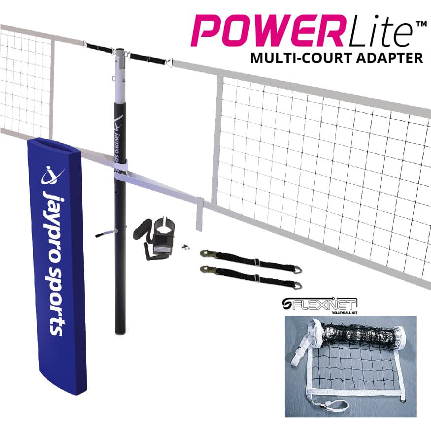 PowerLite Volleyball Net Center Upright System (3 in. Floor Sleeve) - NFHS, NCAA, USVBA Compliant from Jaypro Sports