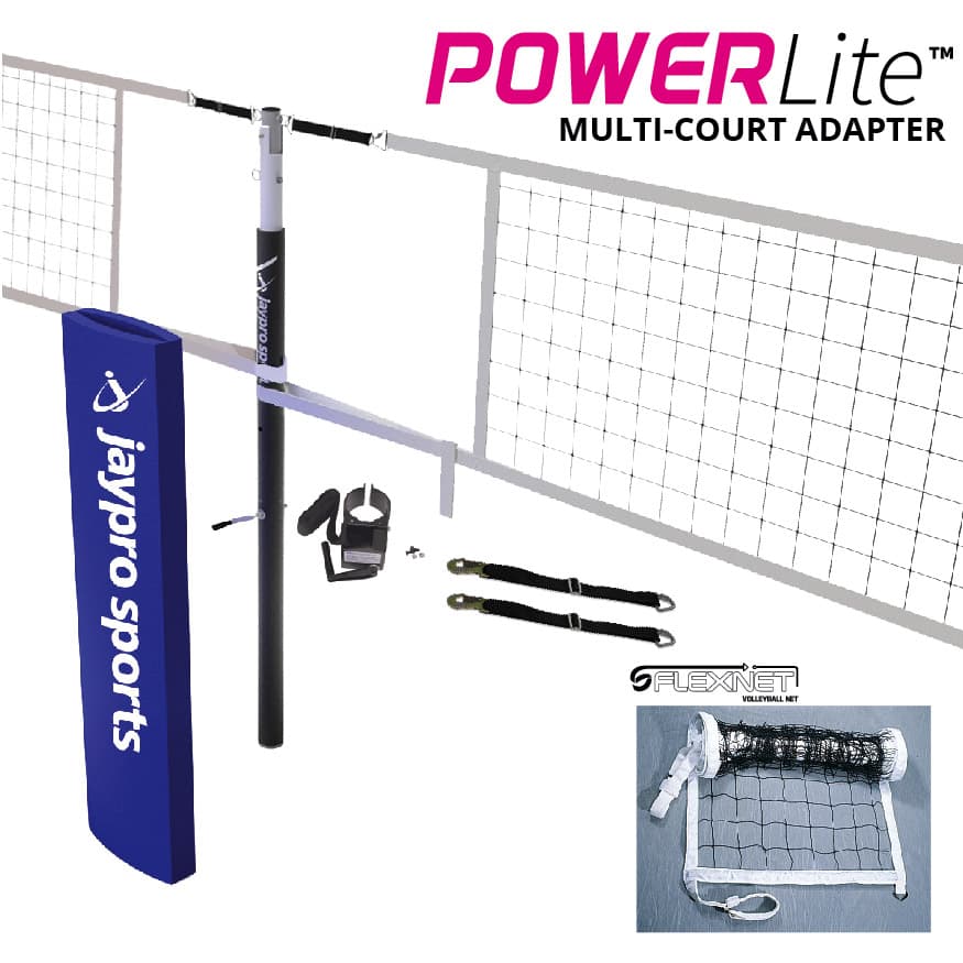 PowerLite Volleyball Net Center Upright System (3-1/2 in. Floor Sleeve) - NFHS, NCAA, USVBA Compliant from Jaypro Sports