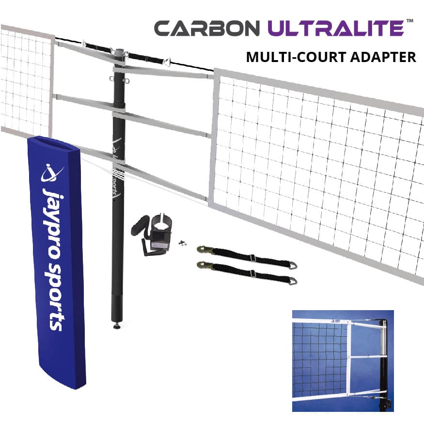 Carbon Ultralite Volleyball Net Center Upright System (3-1/2 in. Floor Sleeve) - NFHS, NCAA, USVBA Compliant from Jaypro Sports